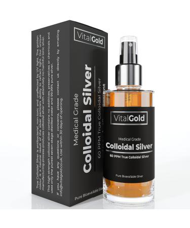 True Colloidal Silver 60 PPM - Free from Ionic Silver - 100ml Glass Bottle with Atomiser Spray Cap