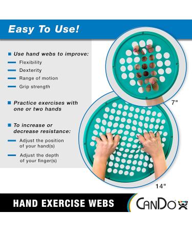CanDo Web Hand Therapy Device Set - Latex-Free 7 Diameter (Tan, Yellow, Red, Green, Blue, Black) - Buy Online on GoSupps.com