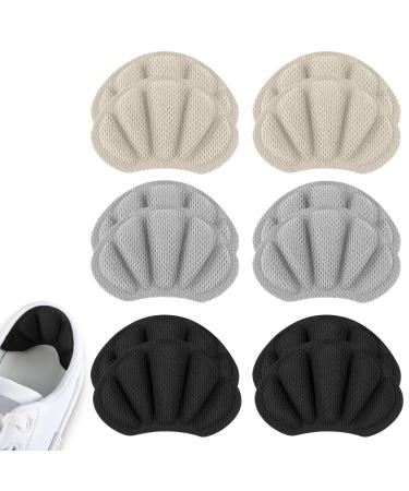 flintronic 6 Pairs Sneaker Repair Patch Heel Patch Shoe Heel Repair Sneaker Leather Heel Protector Heel Pad Repair for Most Types Black+grey+ Apricot