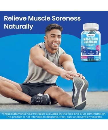 Magnesium Carbonate Gummies 500mg Sugar Free Magnesium Carbonate Supplement for Digestive Support Nerve Function Muscle & Bone Health High Absorption Formula Vegan Blueberry Flavor 60 Counts - Buy Online on GoSupps.com