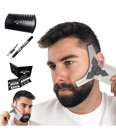 Beard Shaper Tool for Men - Stylish Beard Lineup Guide with Dual Action Comb and Barber Pencil Liner - Buy Online on GoSupps.com