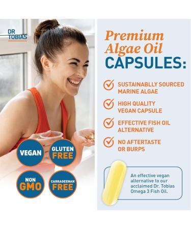 Dr. Tobias Vegan Omega 3 Supplement 1400mg Algae Oil 420mg DHA and 210mg EPA per Serving Non-GMO Gluten-Free Carrageenan-Free 60 Capsules 30 Servings 60 Count (Pack of 1) - Buy Online on GoSupps.com
