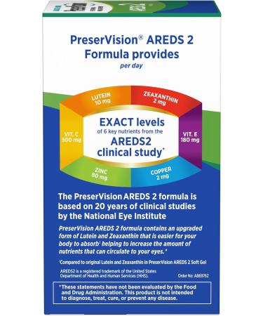 Bausch + Lomb PreserVision AREDS 2 Eye Vitamin & Mineral Supplement with OCUSorb with Lutein & Zeaxanthin from 120 Soft Gels (MiniGels) (Pack of 2) - Buy Online on GoSupps.com