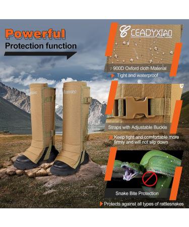 Waterproof Snake Gaiters for Hunting - Snake Bite Protection, Adjustable Size for Men & Women - Khaki - Buy Online on GoSupps.com