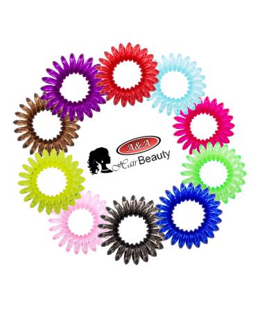 A&A Hair Beauty Hair Accessories Hair Tie Children's Hair Tie Rubber Telephone Cable Black 10 Pieces Reconstructable Alarabobble (Colorful)