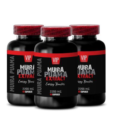 Energy Supplements for Men - Muira PUAMA - Energy Boost - Muira puama bark - Muira puama for Men - Muira puama Extract - Muira puama bark Extract - Muira - Muira puama Root - 3 Bottles 180 Capsules
