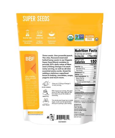 Organic Super Seeds Blend - Chia, Flax & Hemp - 2lb (32oz) | BetterBody Foods - Buy Online on GoSupps.com