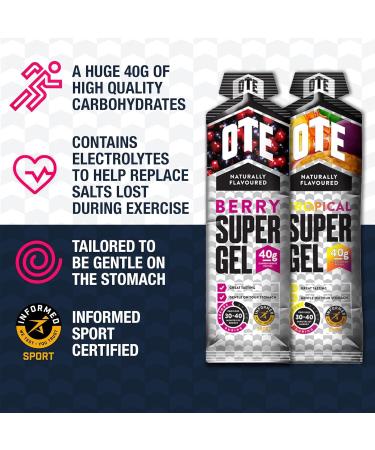 OTE Super Gel Energy Gels Running & Cycling - 40g Carbohydrates with Electrolyte Balance - Box of 12 (Tropical) - Buy Online on GoSupps.com