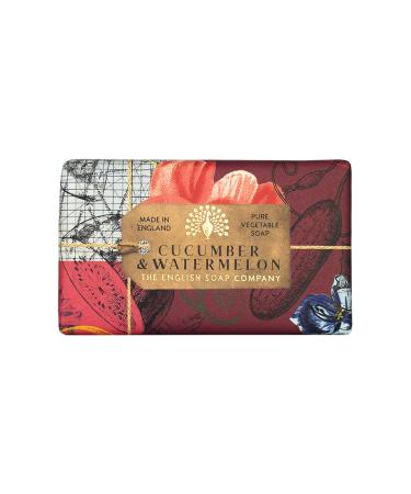 The English Soap Company Cucumber & Watermelon Anniversary Collection Wrapped Soap Bar 190g