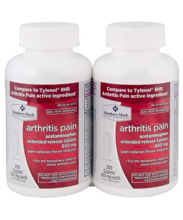 Member's Mark 650mg Acetaminophen Extended Release Pain Reliever Fever Reducer Arthritis Pain Caplets (2 bottles (400 caplets))