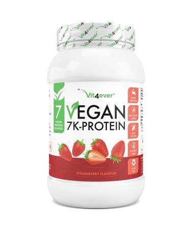 Vegan 7k protein-1kg-strawberry-purely vegetable protein powder with rice almond soy peas hemp cranberry sunflower protein - Buy Online on GoSupps.com