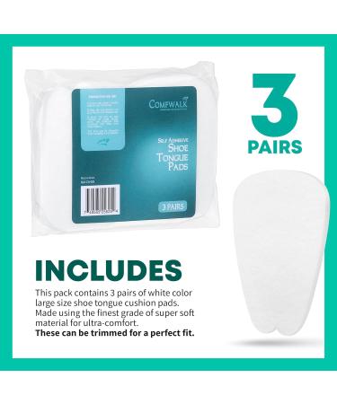 Felt Tongue Pads for Shoes - Soft Self-Adhesive Inserts (3 Pairs White) | Comfy Foot Support for All Day Wear - International Shipping Available - Buy Online on GoSupps.com