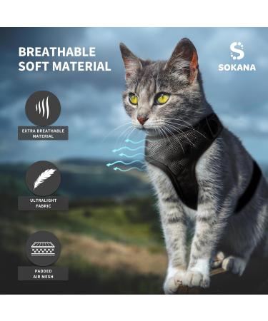SOKANA Cat Harness and Lead Set for Walking Escape Proof - Lightweight Secure Kitten Harness and Lead Set also for Dogs Puppy Pet Small Size | Black - Buy Online on GoSupps.com