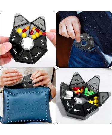Buy Wllhyf 7-Day Portable Pill Organizer Bag - Travel-Friendly Daily Medicine Planner & Vitamin Holder (Black) - Buy Online on GoSupps.com