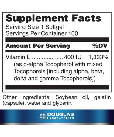 Douglas Laboratories Natural Vitamin E Complex | Mixed Tocopherols Antioxidant | 100 Capsules - Buy Online on GoSupps.com