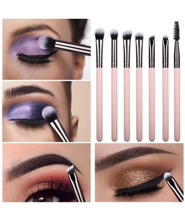 Pink Eye Makeup Brushes Set - 7 Essential Brushes for Eyeshadow, Blending, Crease, and Detailing - Buy Online on GoSupps.com