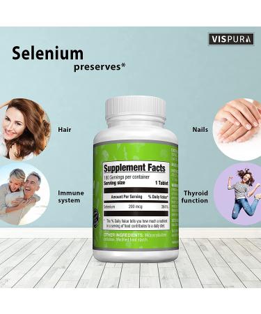 Selenium 200mcg Supplement - 180 Vegan Tablets for Immune, Thyroid, Prostate, Heart Health - Organic, Natural, Gluten-Free Trace Mineral - No Additives - 180 Count - Buy Online on GoSupps.com