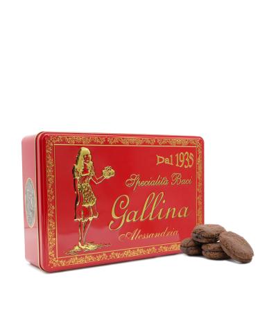 Chocolate lady kisses "Baci Gallina" - TIN BOX 750gr, Piedmontese artisanal excellence, chocolate biscuits