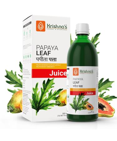 Krishna's Herbal & Ayurveda Papaya Jus de feuilles 500 ml (1 pi ce) 500 ml (Lot de 1)