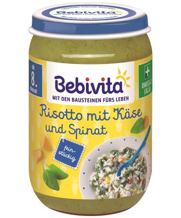 Bebivita menus from 8 months Risotto with cheese and spinach 220 g Risotto with cheese and spinach 220 g (1 pack)