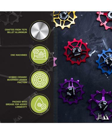 JRC Components Ceramic Derailleur Pulley Wheel Set | 14&12T Jockey Wheels - Hybrid Ceramic Bearings for Road Bike Rear Derailleur - Gunmetal - Buy Online on GoSupps.com