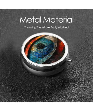 Giant Eye Portable Metal Pill Box - Round Mini 3-Compartment Travel Organizer for Small Pills - Buy Online on GoSupps.com