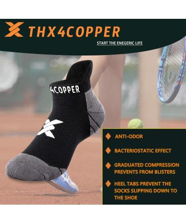 THX4Copper Compression Socks for Plantar Fasciitis - Low Cut Unisex Foot Support for Athletic Running Travel & Cycling - 5 Pairs L Black/Gray - Buy Online on GoSupps.com