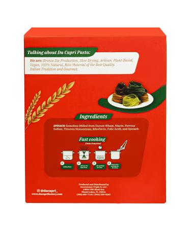 Spinach Fettuccine (Pack of 2) | Homemade Italian Pasta Da Capri | Plant-Based 16 Oz | Vegan & Healthy - Buy Online on GoSupps.com