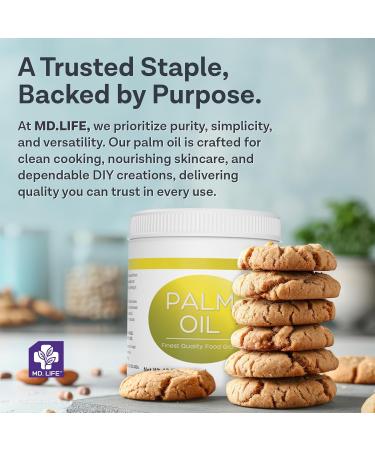 MD.LIFE PALM OIL - 16oz - Sustainable Food Grade Palm Oil for Cooking - Great for Soap Making Supplies Cooking Oil Creams and Lotions 1 Pound (Pack of 1) - Buy Online on GoSupps.com