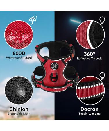 Nestroad Red Dog Harness for Small Dogs - Cushioned Anti-Train Chest Harness Size S (Neck 28-38cm Chest 38-53cm) with Reflex Strip - Buy Online on GoSupps.com