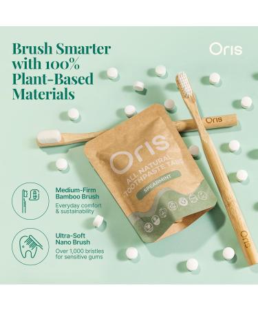 Oris Starter Bundle 1 Month Supply: Natural Toothpaste Tablets | Fluoride-Free Travel-Friendly Kid-Safe with Enamel-Strengthening Nanohydroxyapatite (62 Count (Pack of 1) Spearmint) Spearmint 62 Count (Pack of 1) - Buy Online on GoSupps.com