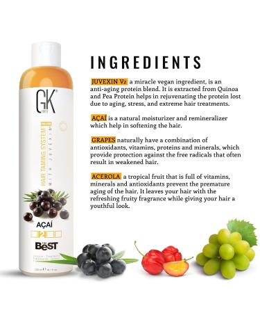 GK Hair Global Keratin Acai Treatment 300ml - Vegan Smoothing Blowout for Silky Frizz-Free Hair | Formaldehyde Free - Buy Online on GoSupps.com