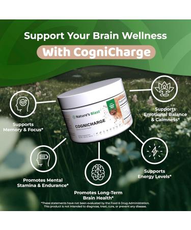 NATURES BLAST CogniCharge Brain Supplements for Memory Focus & Clarity - with Bacopa Monnieri Extract Guarana Powder Niacin L-Tyrosine Alpha GPC GABA - 3.63 Oz - 30 Servings - Cocoa Mist Flavor - Buy Online on GoSupps.com