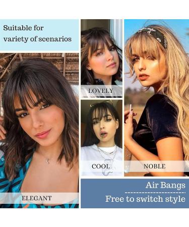 Bangs Hair Clip Clip In Bangs Clip In Hair Extensions Brown Black Air Bangs Fringe with Temples Hairpieces for Women Curved Bangs Bangs Clip in Hair(Color:Q32-Black-brown) 12INCHES Q32-Black-brown - Buy Online on GoSupps.com