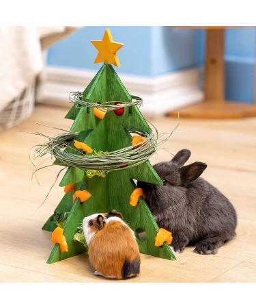 Christmas Tree Foraging Puzzle Toy - Guinea Pig, Bunny, Hamster, and Rabbit Enrichment - Wooden Interactive Toy and Treat Feeder - Small Pet Xmas Gift - Buy Online on GoSupps.com