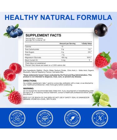 Magnesium Glycinate Gummies 400mg for Women and Men Body Support and Relaxation 60 Gummies - Buy Online on GoSupps.com