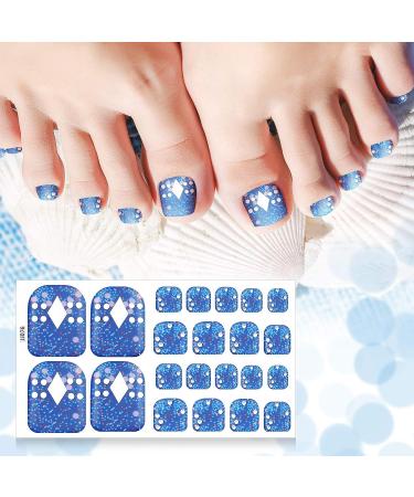 Retro Style Toenail Polish Stickers - 308 Pieces Full Toe Nail Wraps with Glitter - DIY Manicure Decal for Girls | Includes 14 Sheets and 2 Nail Files - Buy Online on GoSupps.com