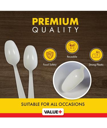 Value Plus (1000 Count) White Disposable Teaspoon Individually Wrapped Heavy Weight Polypropylene Cutlery for Birthday Party Picnic Barbecue Ideal for Office & Take Away - Buy Online on GoSupps.com