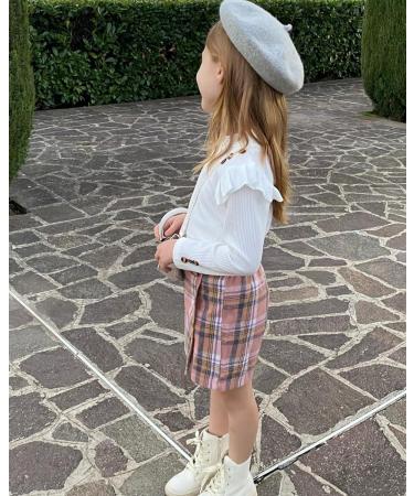 Miipat Baby Girl Fall Winter Outfit Set | Long Sleeve Pullover Top with Mini Skirt | Girls Dress 3-4 Years White Pink - Buy Online on GoSupps.com