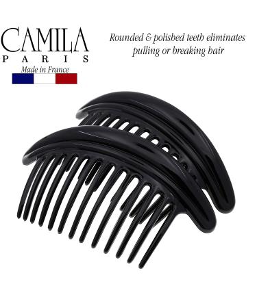 Camila Paris MP978/2 French Hair Side Combs - Black Curved Interlocking Combs for Strong Hold Bun Chignon - Women's Hair Accessories from France - Buy Online on GoSupps.com