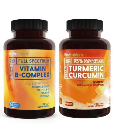 BioEmblem Turmeric Curcumin Supplement with BioPerine and Vitamin B-Complex