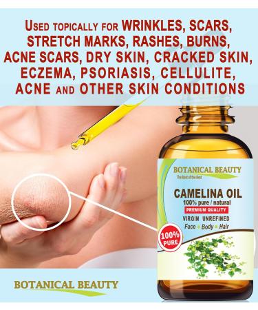 Botanical Beauty CAMELINA OIL 100% Pure Natural VIRGIN UNREFINED Cold-Pressed Carrier Oil 4 Fl oz 120 ml for Face Skin Body Hair Lip Nails. Rich in Vitamin E Omega 3 - Buy Online on GoSupps.com