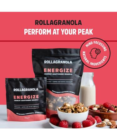 Rollagranola - Energize Cappuccino Coffee & White Chocolate Oat Granola 10 x 40g Serving Gluten Free & All Natural Crunchy Adaptogenic Granola Nutritiously Nootropic Naturally Handcrafted In UK - Buy Online on GoSupps.com