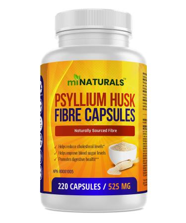 Psyllium Husk Fiber Capsules Supplement Natural Supports Digestive Health Eases Constipation 220 Capsules by miNATURALS