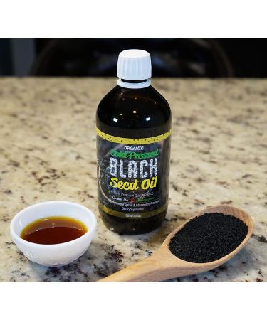 Organic Black Seed Oil 16.9 Fl Oz | Cold Pressed | 3X% Thymoquinone | Non-GMO | Pure Nigella Sativa Seed Oil | Glass Bottle - Buy Online on GoSupps.com