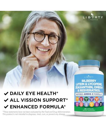 Eye Health Vitamins with Bilberry Lutein & Zeaxanthin Lycopene Resveratrol Grape Seed Extract Flaxseed Astaxanthin- AREDS 2-180 Capsules 60 Count (Pack of 3) - Buy Online on GoSupps.com