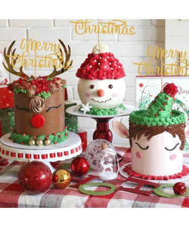 LeeLeeAn Merry Christmas Cake Topper - Gold Glitter Merry Christmas Cake Decoration Happy New Year Cake Topper Christmas Party Decoration Supplies Golden Glitter Winter Holiday Cake Decor (mc1) - Buy Online on GoSupps.com