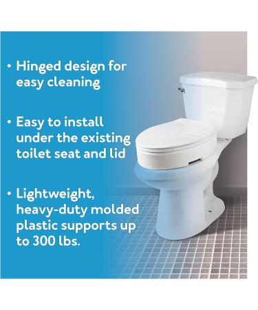 Carex Elongated Hinged Raised Toilet Seat - 3.5 Height, 300lb Capacity - Riser for Handicap Accessibility - Buy Online on GoSupps.com