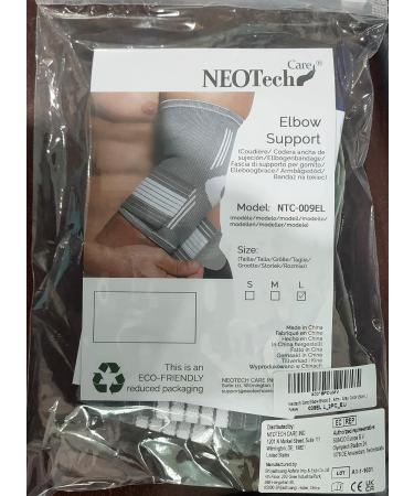 Neotech Care Elbow Brace Support Sleeve - Adjustable Compression Strap - Gray - Size M 1 Pair - Buy Online on GoSupps.com