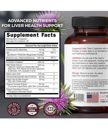 LIVEGOOD Liver Support Supplement for Liver Cleanse Detox Milk Thistle and Dandelion Root with Turmeric and Alpha Lipoic Acid for Overall Health (60 Count) - Buy Online on GoSupps.com